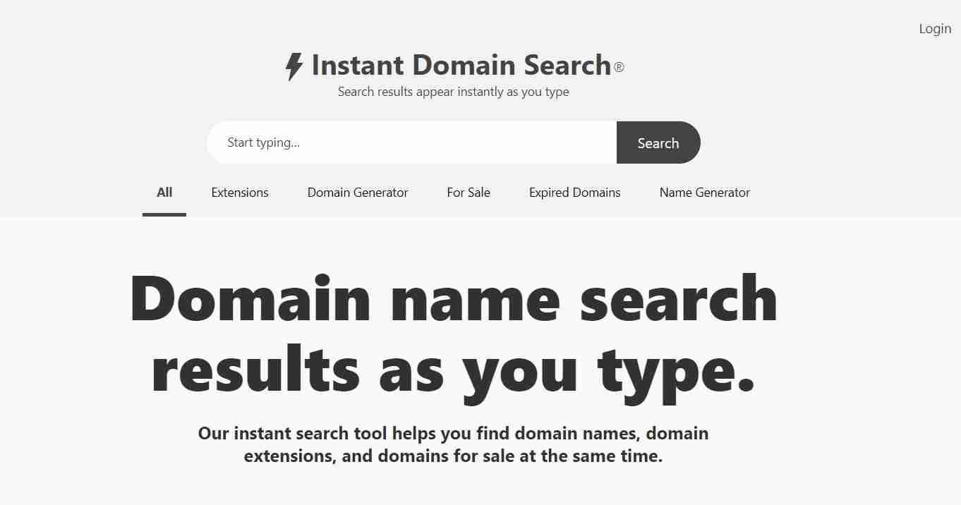 Instant Domain Search: सभी प्रकार की डोमेन स्थिति के साथ एक Instant domain suggestion tool