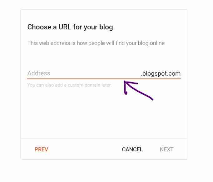 अपने BlogSpot ब्लॉग के लिए एक वेब URL बनाने के लिए अपना वेब पता दर्ज करें