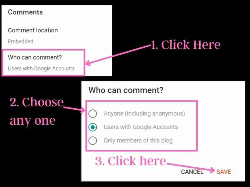 Manage comments on blogger