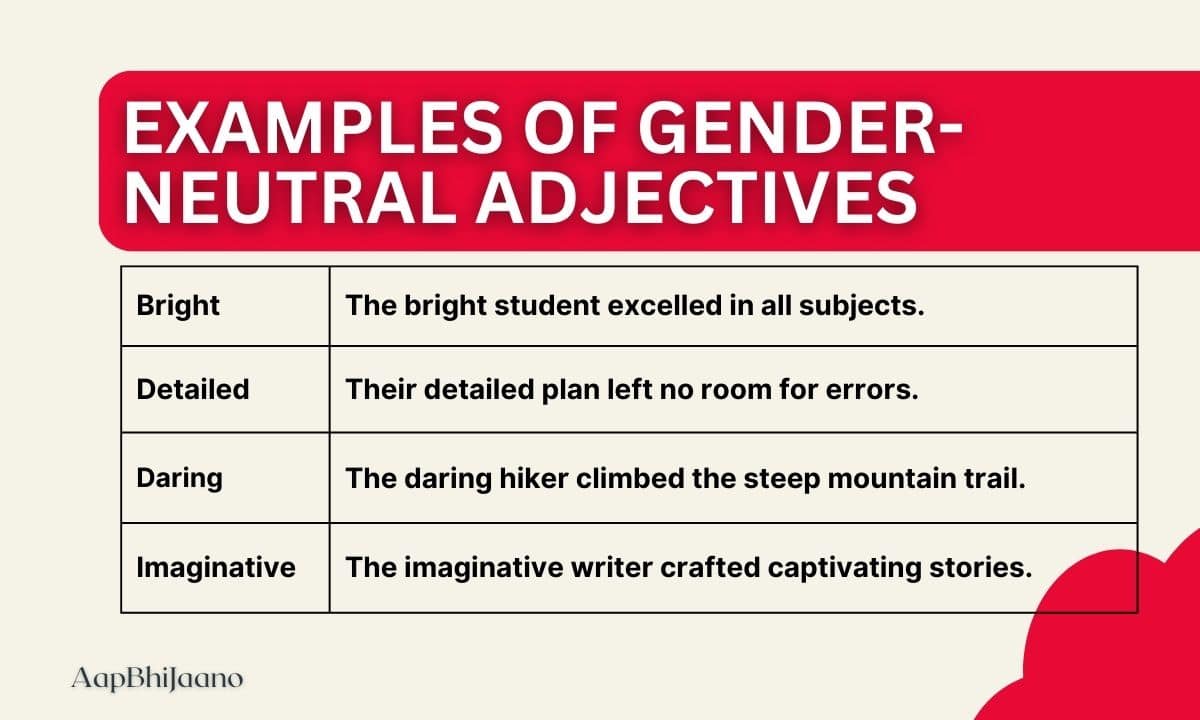 Examples of Gender-Neutral Adjectives