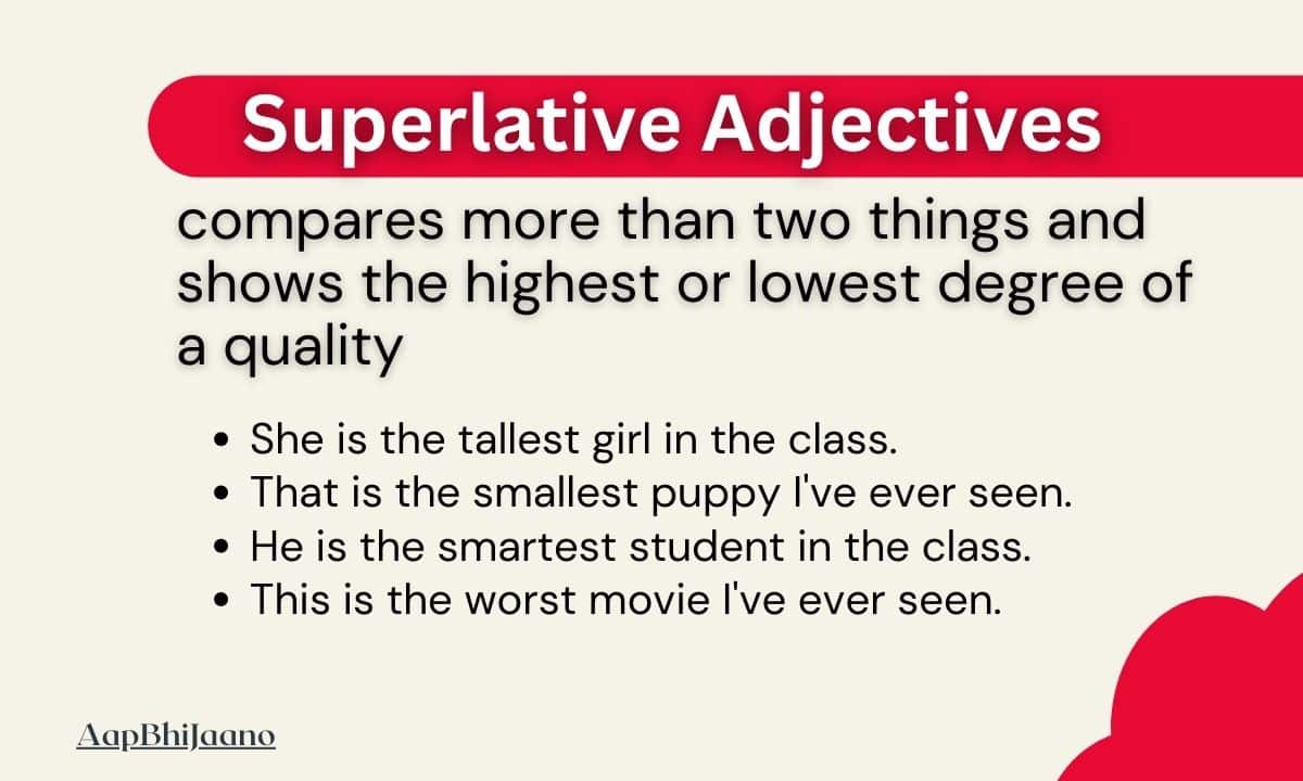 Image depicting superlative adjectives, such as 'best,' 'tallest,' and 'most beautiful,' showcasing extreme degrees of qualities.