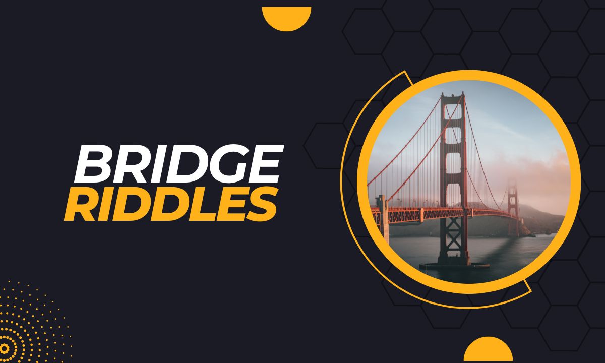 Golden Gate Bridge with the words "BRIDGE RIDDLES" written on it.
