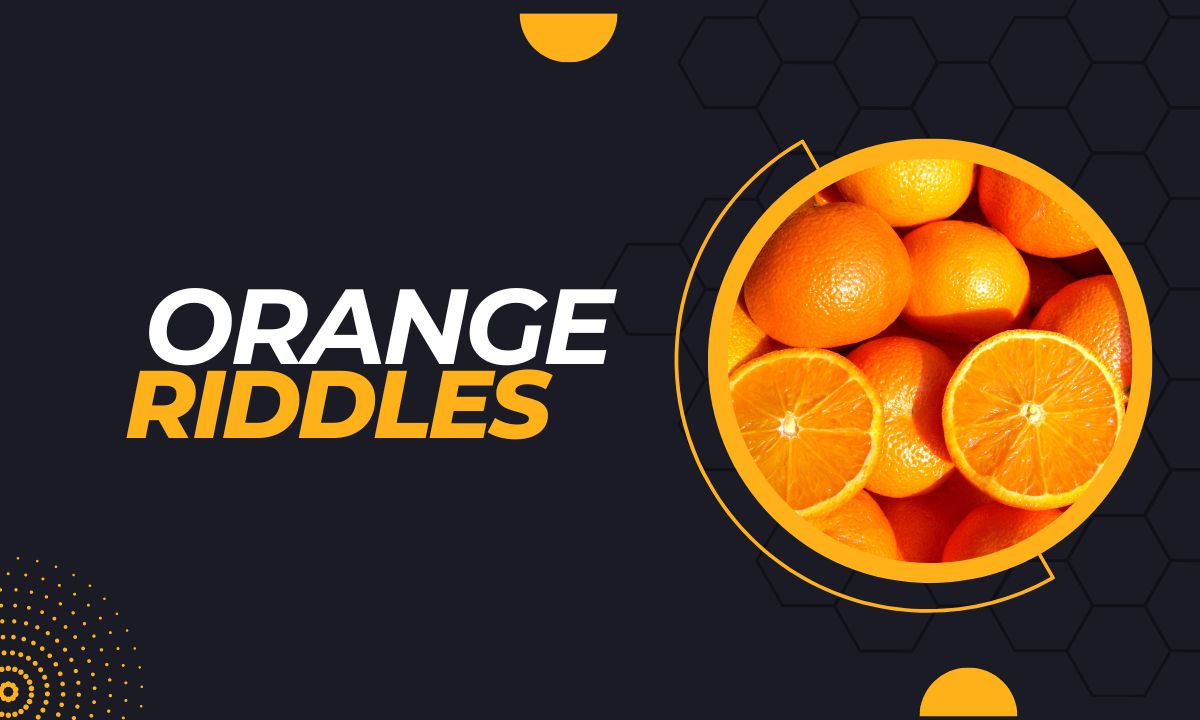Bright orange riddles, playful, a burst of citrus fun, solving challenges, satisfaction