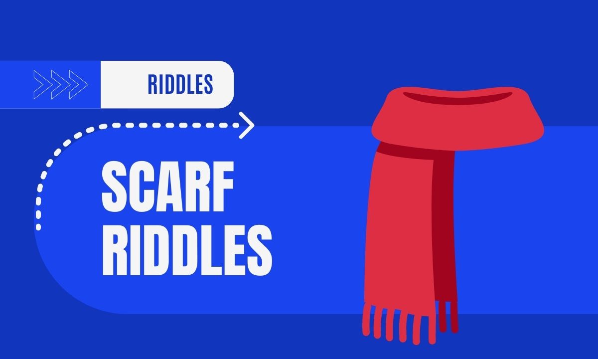 Scarf emoji on blue background with text "Scarf Riddles"