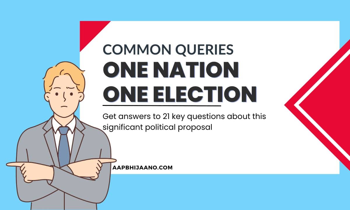 An informative infographic with questions and answers on One Nation One Election for easy understanding