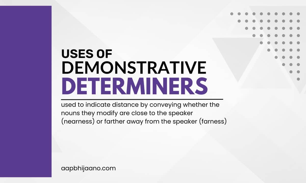 Uses of demonstrative determiners graphic.