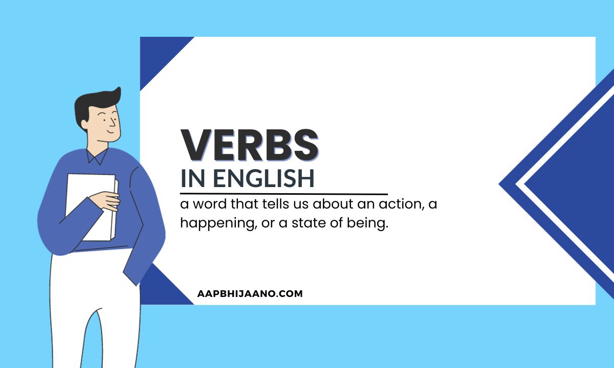 Verbs in English: words that describe actions, happenings, or states of being.